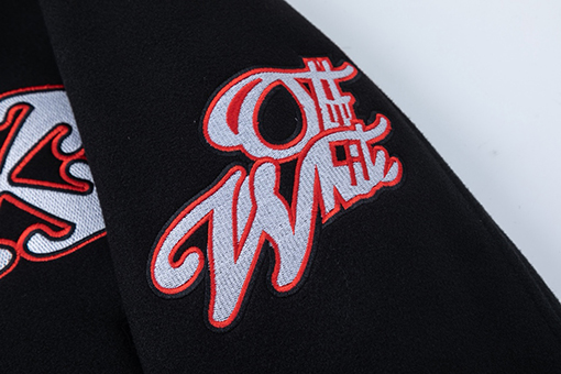 オフホワイト off white 新モデルカップルけ刺繍入りベースボールジャケットウールコート