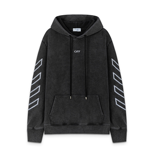 オフホワイト off white 重なり合う矢印を描いた肖像油絵460gのウォッシュみフード付きスウェットシャツ