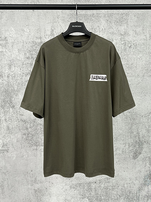 バレンシアガ BALENCIAGA マスキングテープダイレクトプリント ウォッシャブル ダメージ半袖Tシャツ