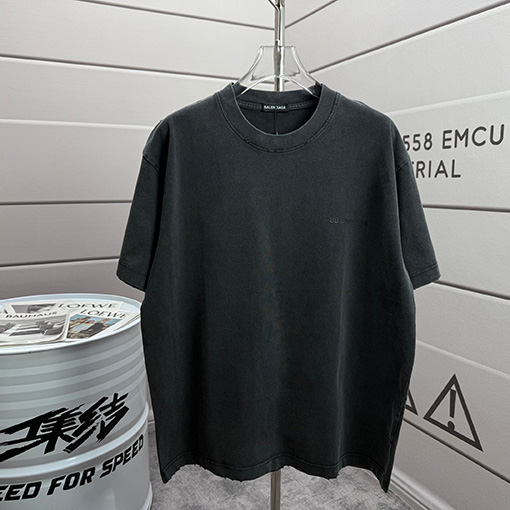 バレンシアガ Balenciaga シリコンプリントウォッシュ＆ダメージクルーネック半袖Tシャツ