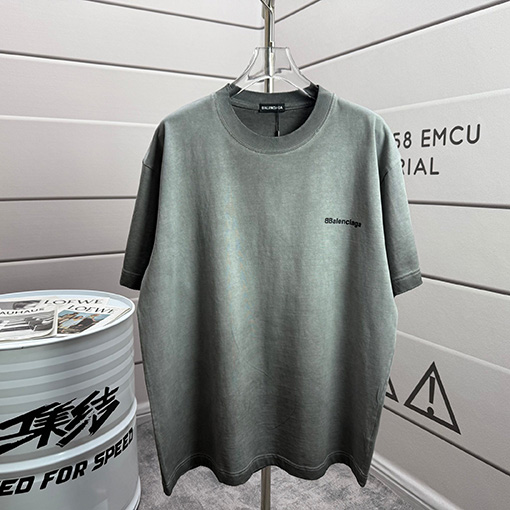 バレンシアガ Balenciaga シリコンプリントウォッシュ＆ダメージクルーネック半袖Tシャツ
