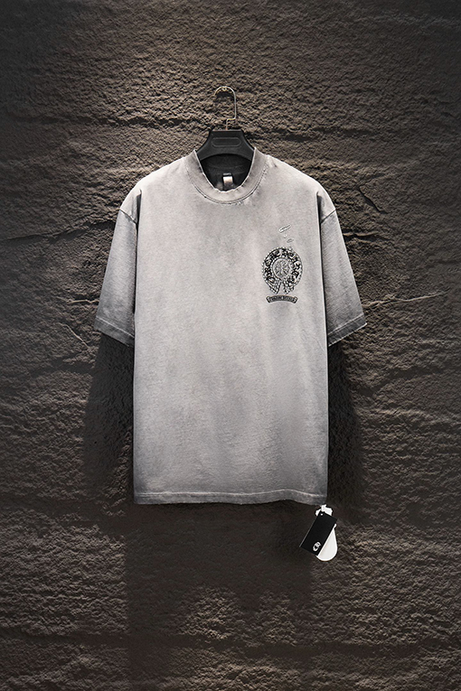 クロムハーツ 耐久性のある裏地カラーコーティングフロックシリコン半袖Tシャツ