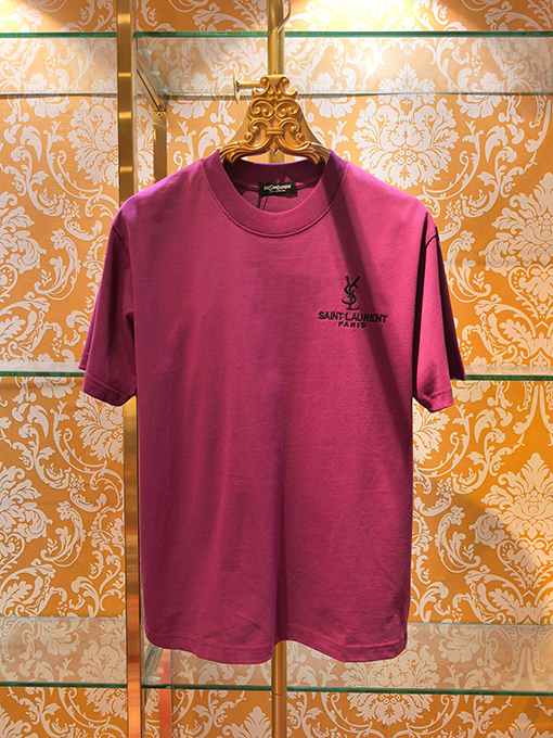 サンローラン Saint Laurent 新モデル刺繍アップリケ 半袖Tシャツ