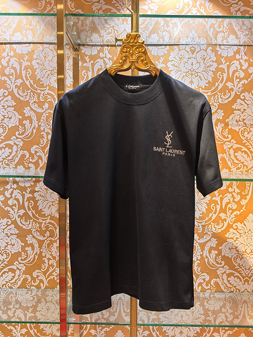 サンローラン Saint Laurent 新モデル刺繍アップリケ 半袖Tシャツ