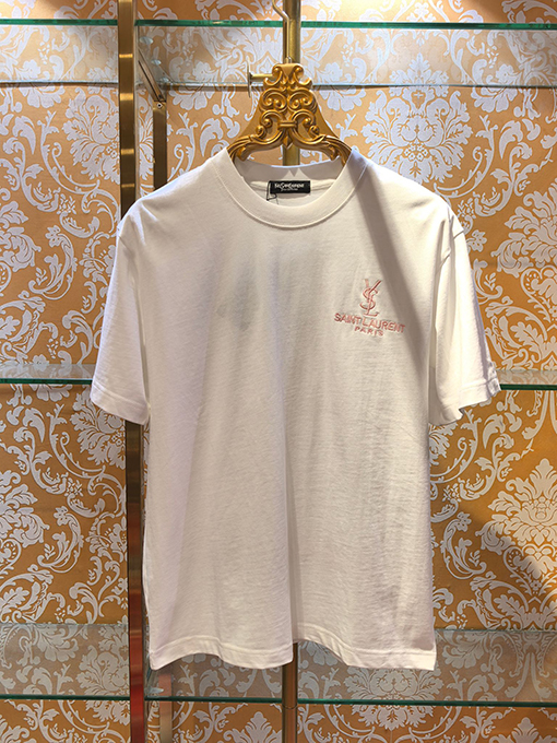 サンローラン Saint Laurent 新モデル刺繍アップリケ 半袖Tシャツ