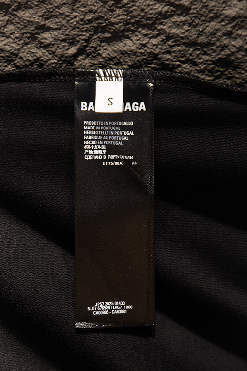 バレンシアガ Balenciaga クラシックなダメージ破れプリントラインストーンの半袖Tシャツ