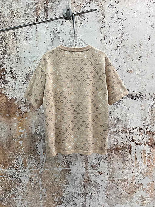ルイヴィトン クラシックなモノグラム柄ジャカードニット半袖Tシャツ