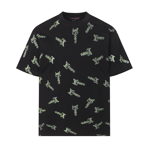 ルイヴィトン デジタルプリントロゴクルーネック半袖Tシャツ