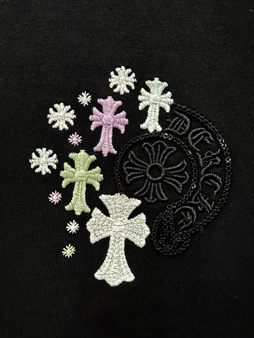クロムハーツ スパンコール刺繍入り変色の半袖Tシャツ