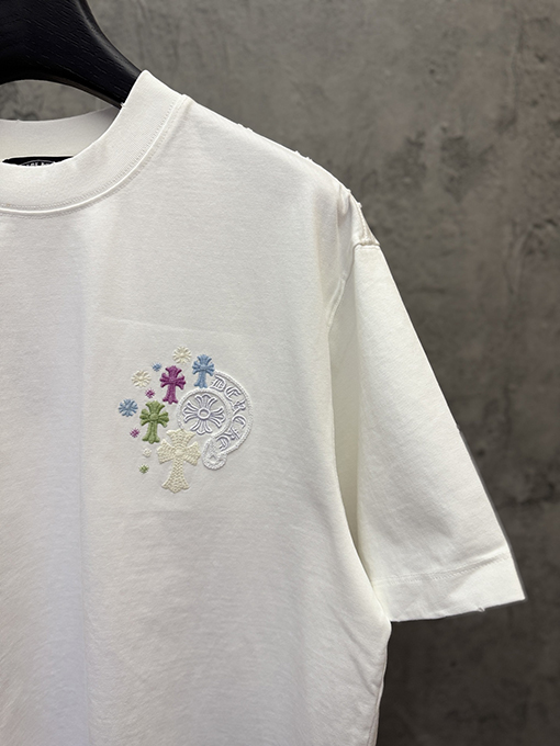 クロムハーツ スパンコール刺繍入り変色の半袖Tシャツ