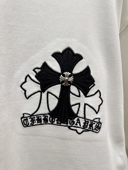 クロムハーツ アメリカンスタイルのレーザー刺繍入り半袖Tシャツ