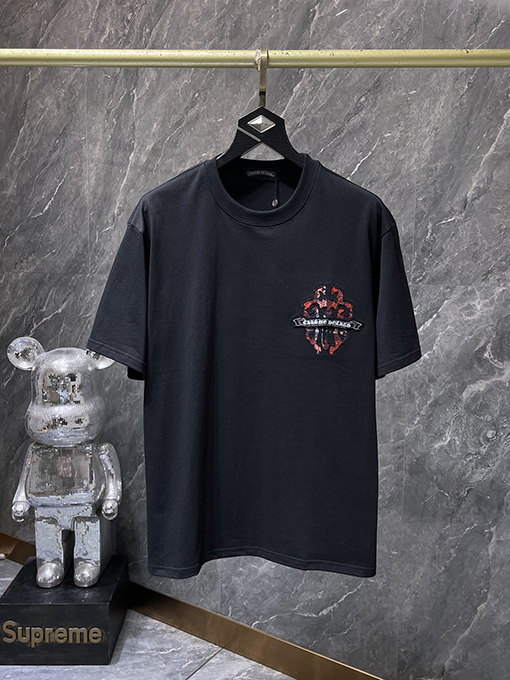 クロムハーツスーパーコピー 宝剣 ヘビーインダストリー 刺繍アップリケ 半袖Tシャツ