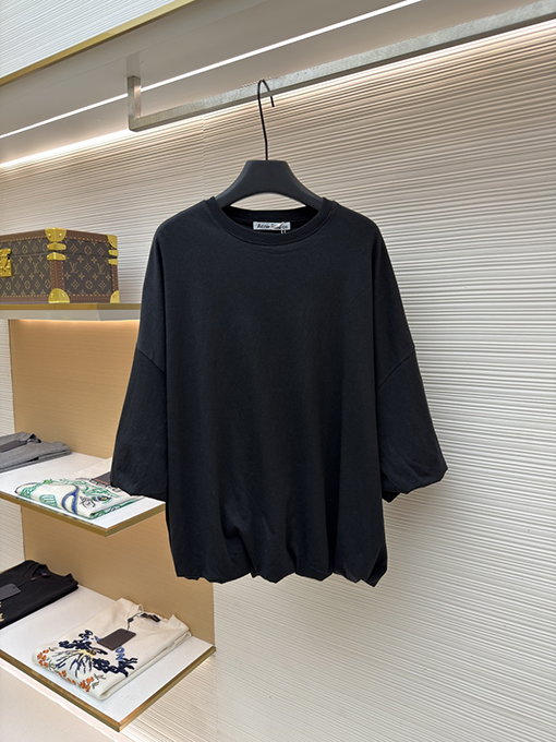 アクネストゥディオズコピー レディースプリーツの花のつぼみのシルエットシンプルなレタープリントドロップショルダーの七分袖シャツ