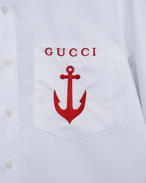 グッチ GUCCI 胸に錨のロゴ刺繍が​​った長袖シャツ