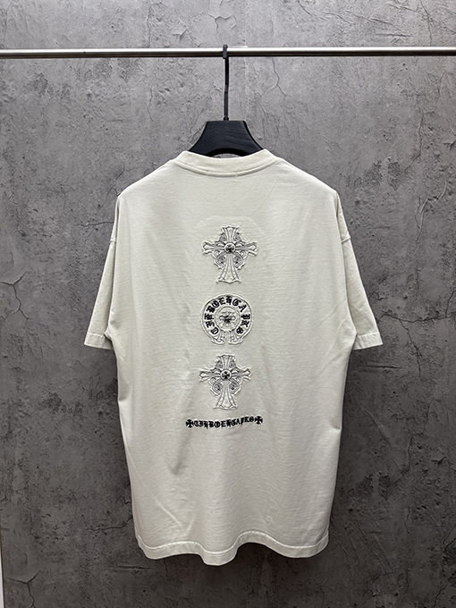 クロムハーツ アメリカンスタイルのアップリケ刺繍りカップル半袖Tシャツ