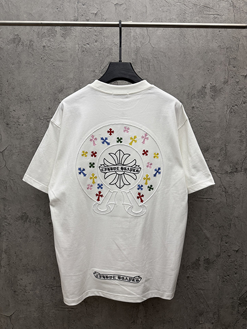 クロムハーツ アメリカンスタイルのアップリケ刺繍りカップル半袖Tシャツ