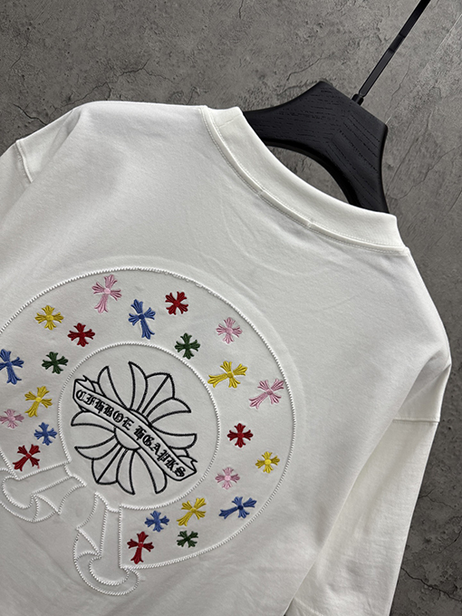 クロムハーツ アメリカンスタイルのアップリケ刺繍りカップル半袖Tシャツ