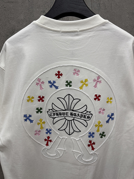 クロムハーツ アメリカンスタイルのアップリケ刺繍りカップル半袖Tシャツ