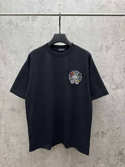 クロムハーツ アメリカンスタイルのアップリケ刺繍りカップル半袖Tシャツ
