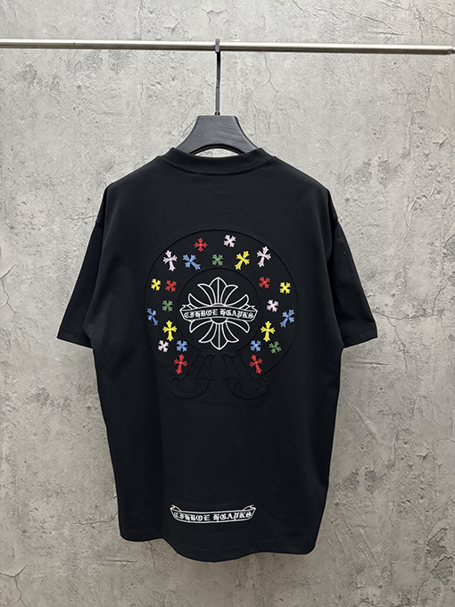 クロムハーツ アメリカンスタイルのアップリケ刺繍りカップル半袖Tシャツ