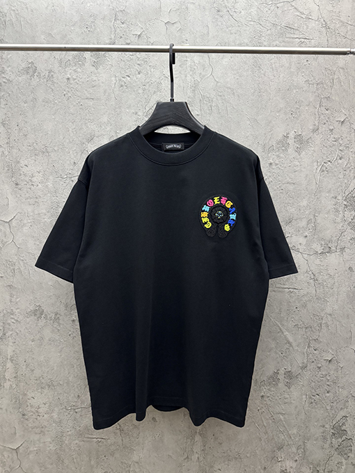 クロムハーツ クラシックアメリカンスタイルのアップリケ刺繍りカップル半袖Tシャツ