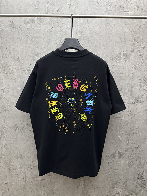 クロムハーツ クラシックアメリカンスタイルのアップリケ刺繍りカップル半袖Tシャツ