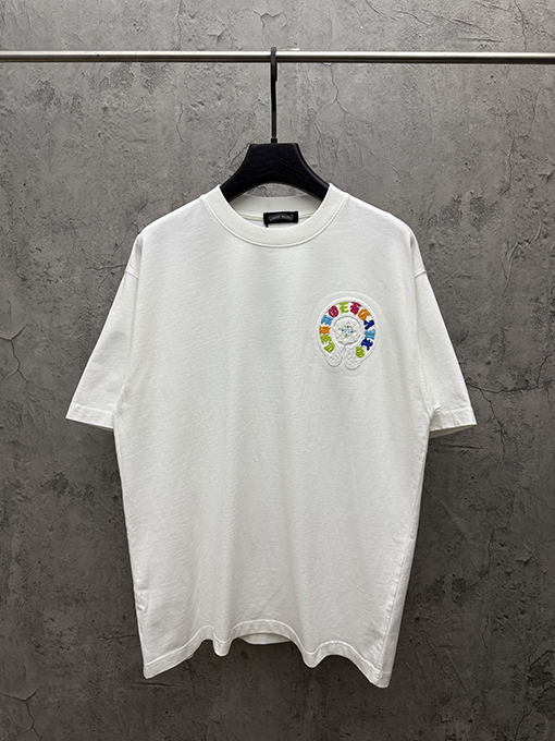 クロムハーツ クラシックアメリカンスタイルのアップリケ刺繍りカップル半袖Tシャツ