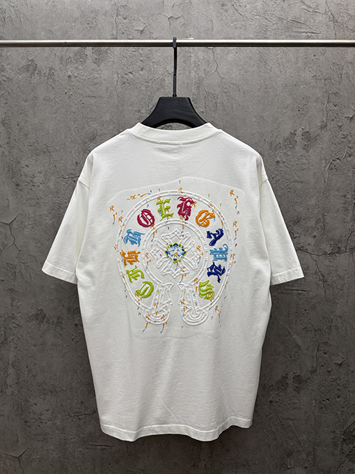 クロムハーツ クラシックアメリカンスタイルのアップリケ刺繍りカップル半袖Tシャツ