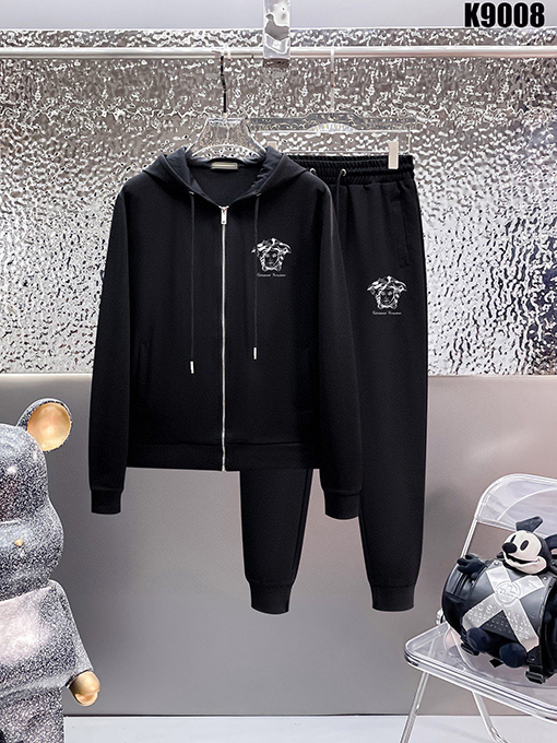 ヴェルサーチ VERSACE 新モデル人気のフード付きジップアップスウェットシャツとパンツのセット