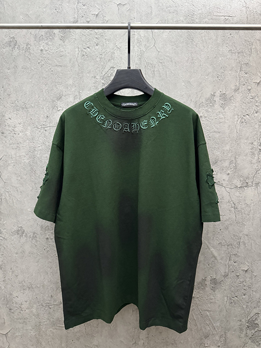 クロムハーツ アメリカンスタイルのウォッシュアップリケ刺繍入りカップル半袖Tシャツ