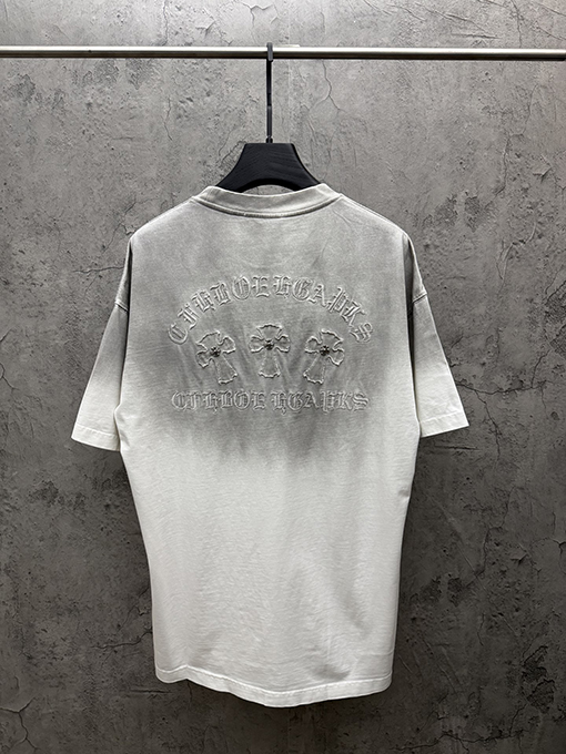 クロムハーツ アメリカンスタイルのウォッシュアップリケ刺繍りカップル半袖Tシャツ
