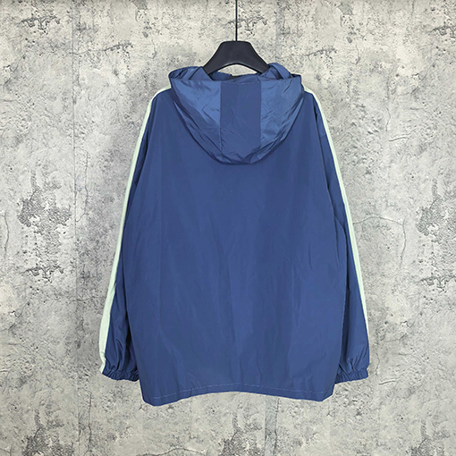 バレンシアガ BALENCIAGA Tracksuit Jacket in Marine Blue ロゴ刺繍カラーブロックプレッピースタイルのスポーツジャケット／ジャケット／ウィンドブレーカー