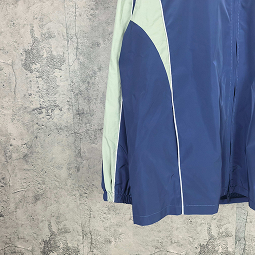 バレンシアガ BALENCIAGA Tracksuit Jacket in Marine Blue ロゴ刺繍カラーブロックプレッピースタイルのスポーツジャケット／ジャケット／ウィンドブレーカー