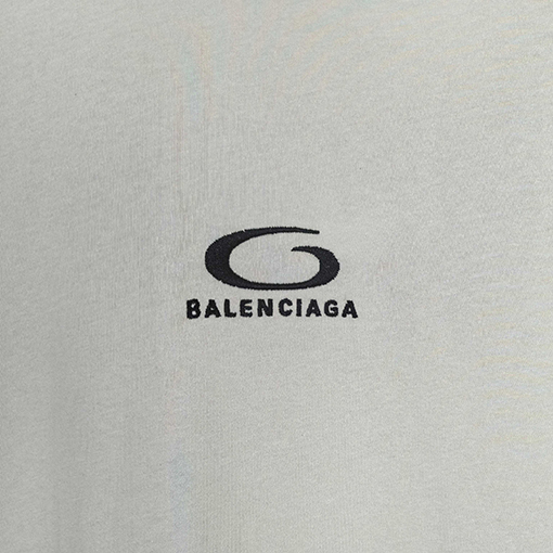 バレンシアガコピー BALENCIAGA Hybrid Double T-shirt in Light Grey/white アサシンハイブリッドダブルプリント刺繍入りライトグレー＆ホワイト平織りフェイクツーピース長袖シャツ