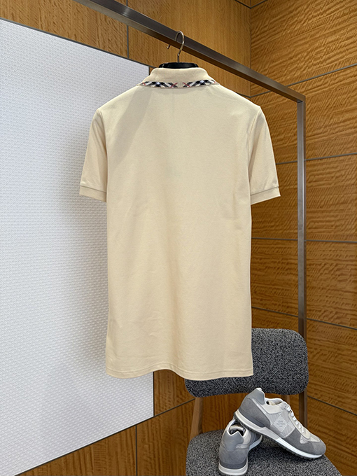 バーバリー チェック柄襟刺繍入りカジュアル半袖ポロシャツ