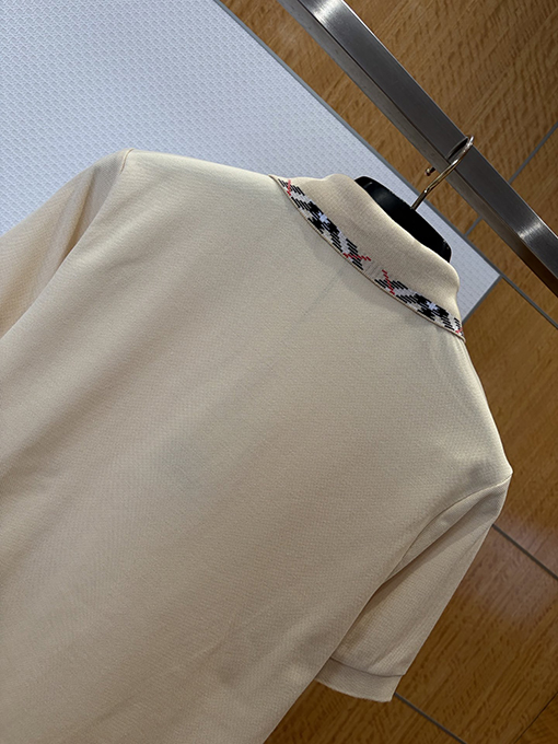 バーバリー チェック柄襟刺繍入りカジュアル半袖ポロシャツ