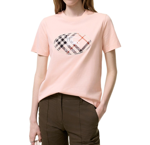 バーバリー 乗馬騎士ロゴ入りチェック柄プリント半袖Tシャツ