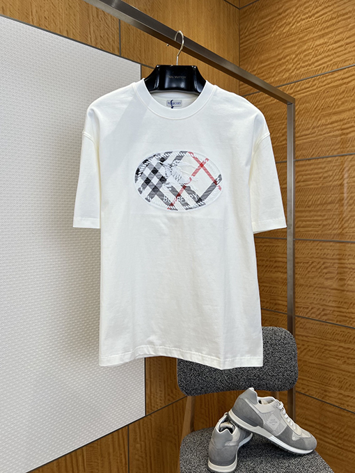 バーバリー 乗馬騎士ロゴ入りチェック柄プリント半袖Tシャツ