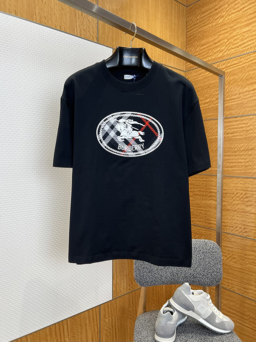 バーバリー 乗馬騎士ロゴ入りチェック柄プリント半袖Tシャツ