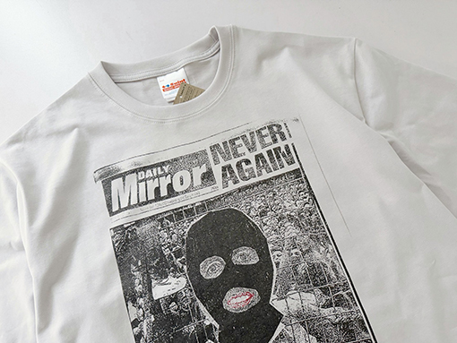 セントマイケル 新聞風マスク姿のポートレートコラージュプリント半袖Tシャツ
