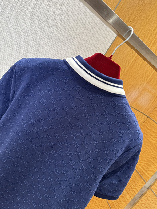 グッチ 全面ジャカードストレッチコットン半袖ポロシャツ