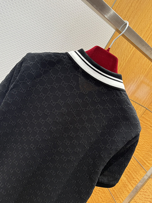 グッチ 全面ジャカードストレッチコットン半袖ポロシャツ