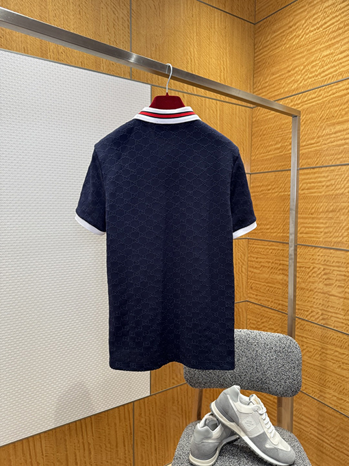 グッチ 全面ジャカードストレッチコットン半袖ポロシャツ