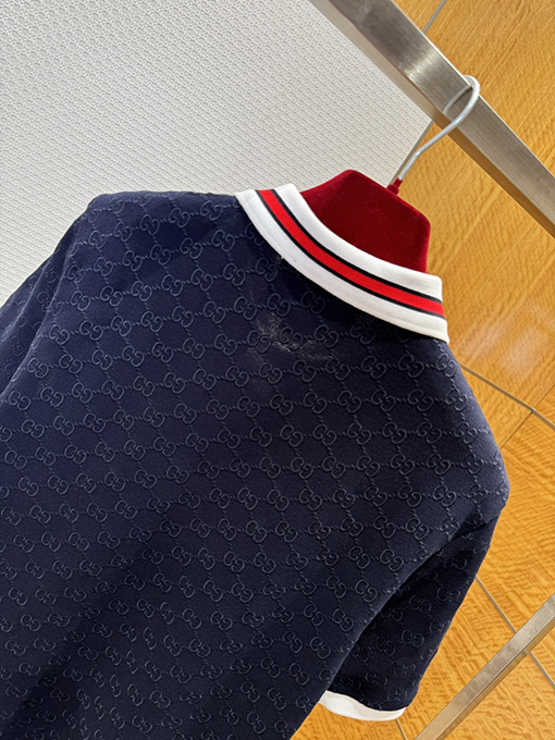 グッチ 全面ジャカードストレッチコットン半袖ポロシャツ