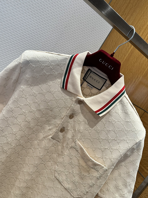 グッチ 新モデル全面ジャカードストレッチコットン半袖ポロシャツ