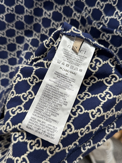 グッチ クラシック全面ジャカードストレッチコットン半袖ポロシャツ