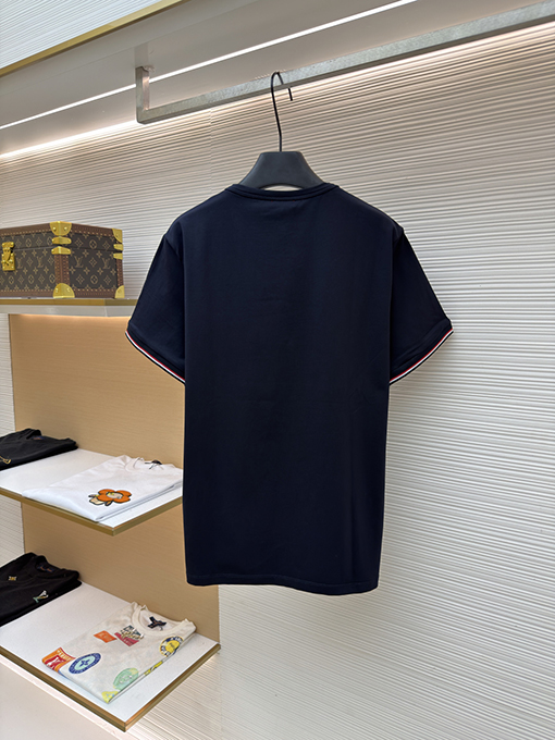 モンクレール ロゴ入りトリコロールトリトリムコットン半袖Tシャツ