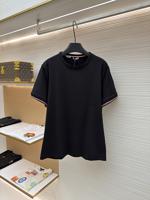 モンクレール ロゴ入りトリコロールトリトリムコットン半袖Tシャツ