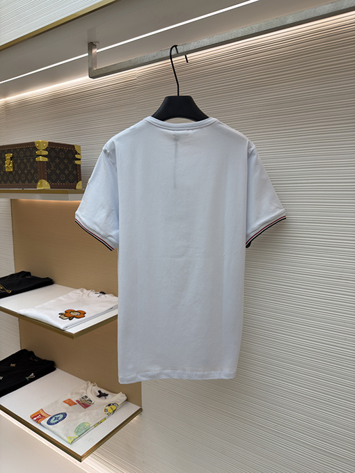 モンクレール ロゴ入りトリコロールトリトリムコットン半袖Tシャツ
