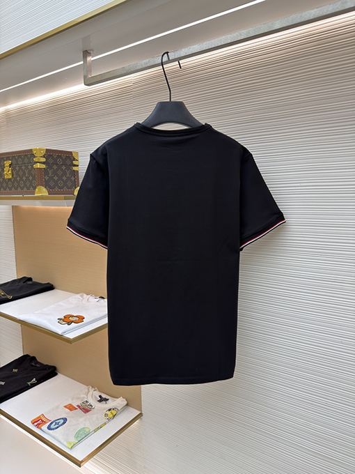 モンクレール ロゴ入りトリコロールトリトリムコットン半袖Tシャツ